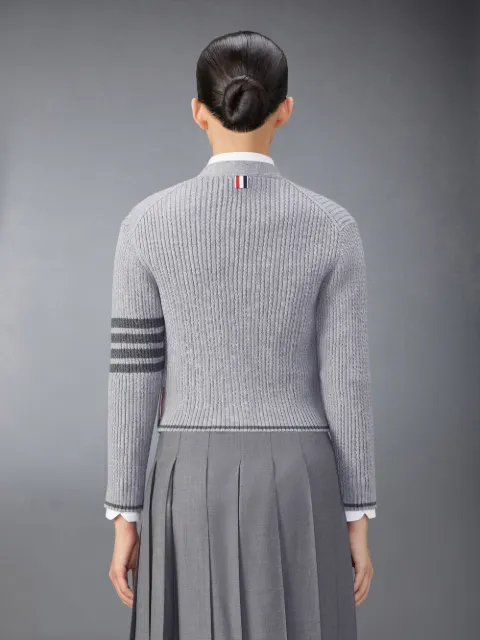 Wool 4-Bar V-Neck Cardigan | Thom Browne