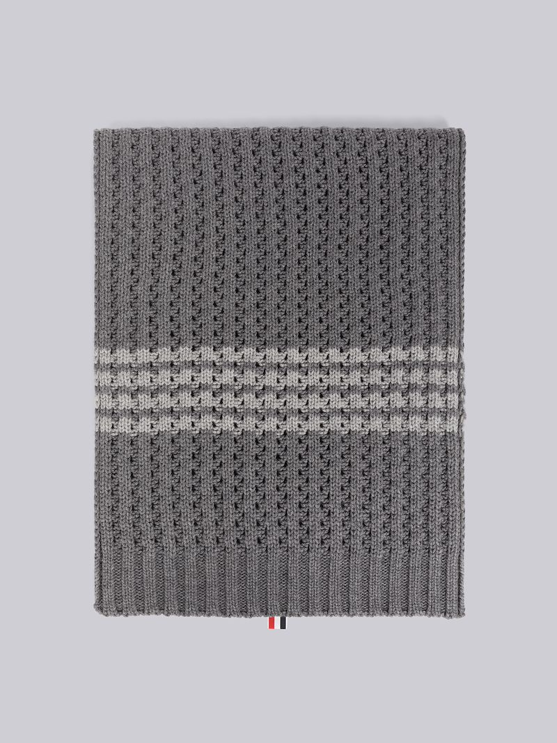 Merino Wool Chunky Pointelle 4-Bar Blanket Scarf