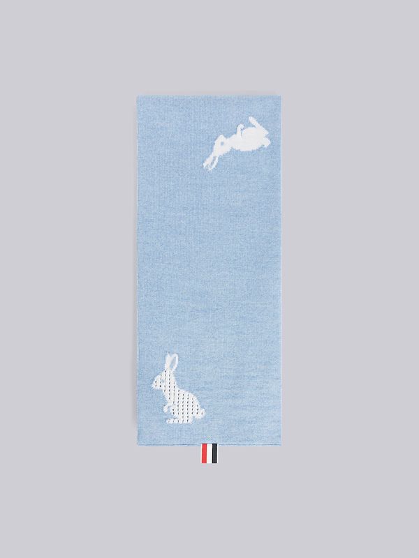 Merino Wool Rabbit 4-Bar Intarsia Scarf