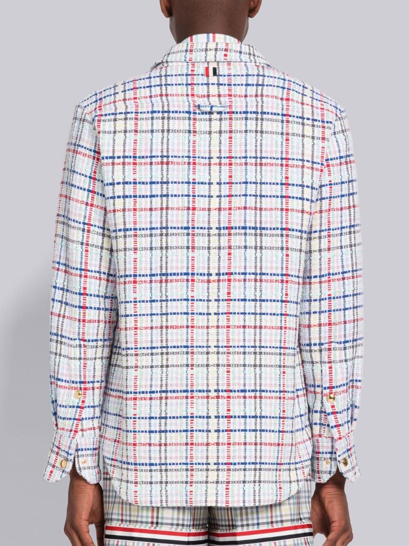 Micro Gingham Tweed Snap Front Shirt Jacket