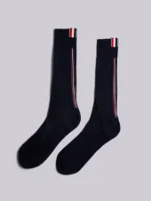 Mid-Calf Sock With Red, White And Blue Engineered Stripe In Lightweight Cotton