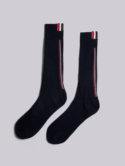 Mid-Calf Sock With Red, White And Blue Engineered Stripe In Lightweight Cotton Mid-Calf Sock With Red, White And Blue Engineered Stripe In Lightweight Cotton