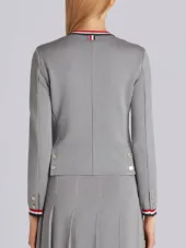 Milano Crew Neck Cardigan Jacket With Red, White And Blue Tipping In Wool Viscose