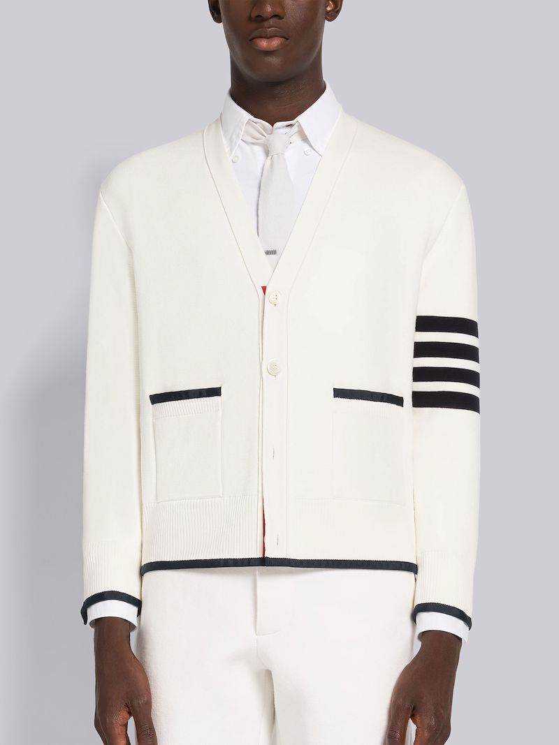 MILANO STITCH COTTON 4-BAR BOXY V-NECK CARDIGAN