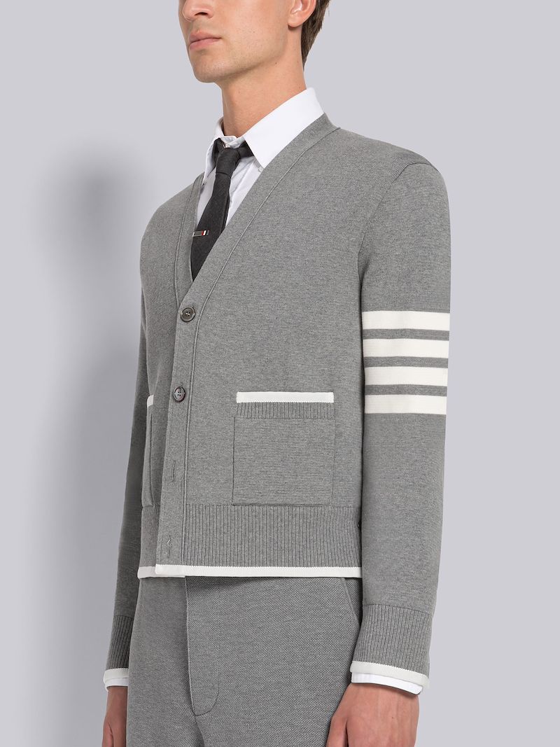 MILANO STITCH COTTON 4-BAR BOXY V-NECK CARDIGAN