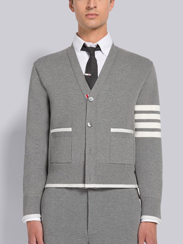 MILANO STITCH COTTON 4-BAR BOXY V-NECK CARDIGAN