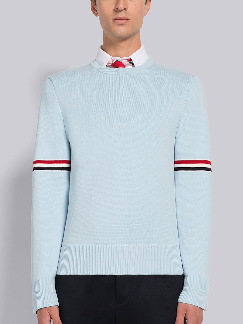 MILANO STITCH COTTON STRIPE SLEEVE PULLOVER