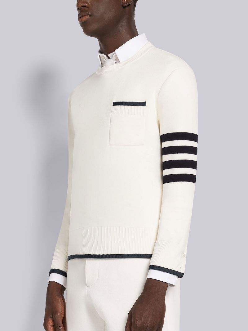 MILANO STITCH COTTON TIPPING 4-BAR BOXY CREW NECK PULLOVER