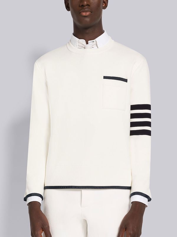 MILANO STITCH COTTON TIPPING 4-BAR BOXY CREW NECK PULLOVER