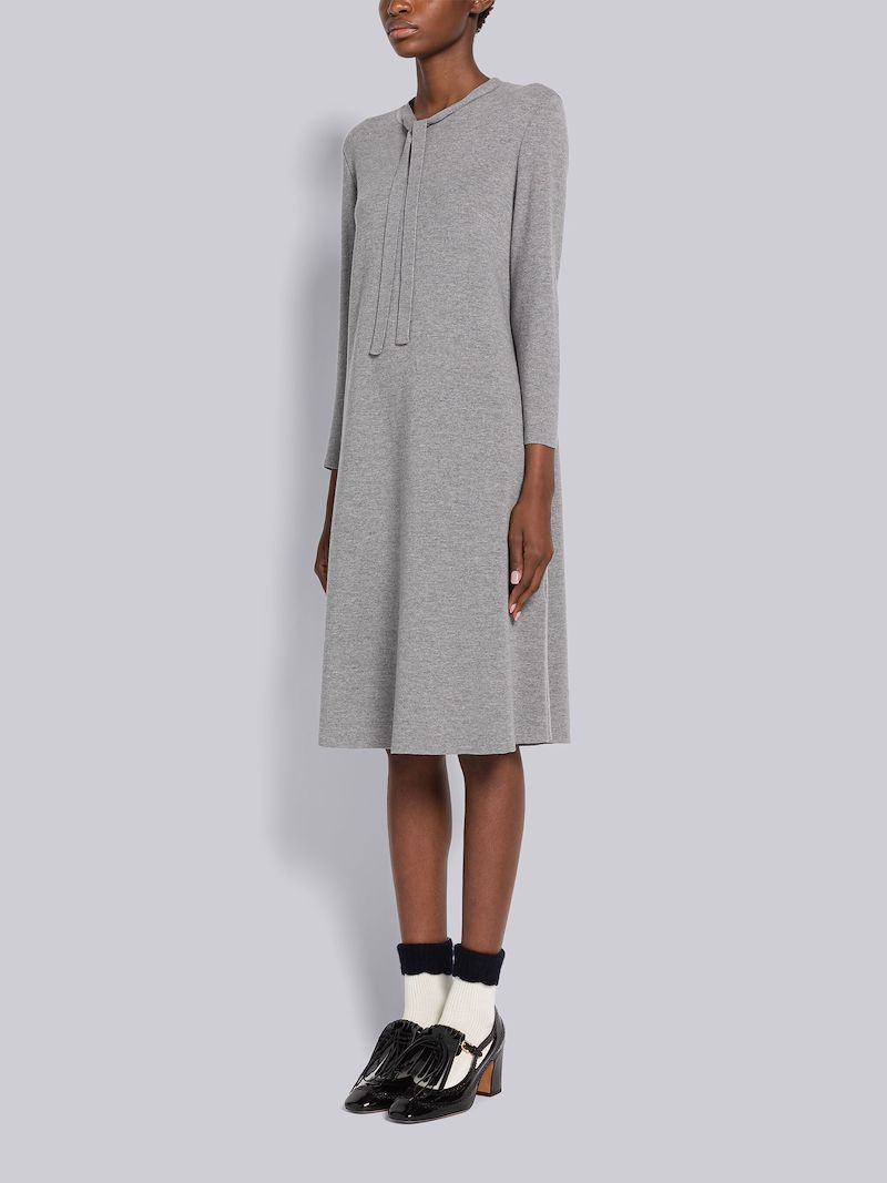 Milano Stitch Merino Necktie 3/4 Sleeve A-line Dress