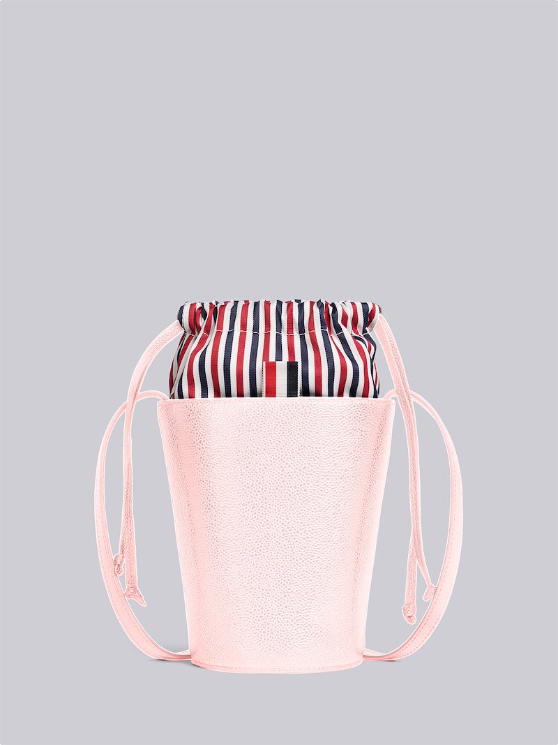 MINI BUCKET BAG W/ RWB LINING POUCH u0026 SHOULDER STRAP IN PEBBLE GRAIN LEATHER