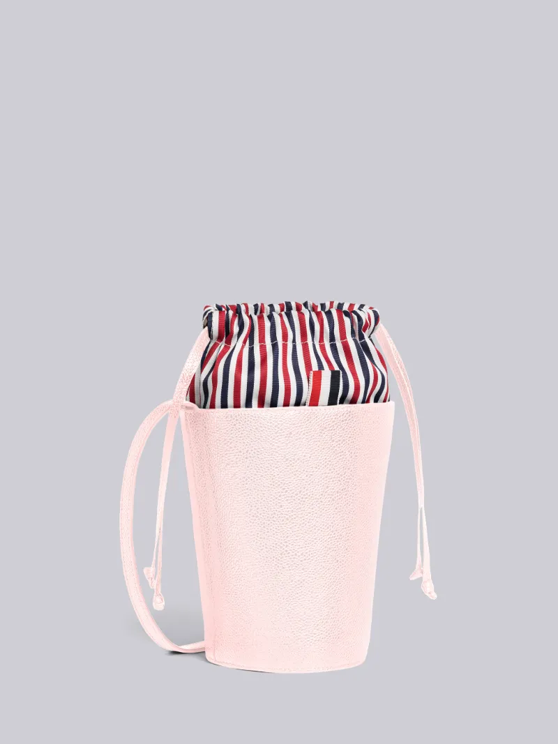 MINI BUCKET BAG W/ RWB LINING POUCH u0026 SHOULDER STRAP IN PEBBLE GRAIN LEATHER