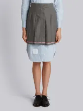 Mini Pleated Skirt With French Fly In Medium Grey 2 Ply Fresco