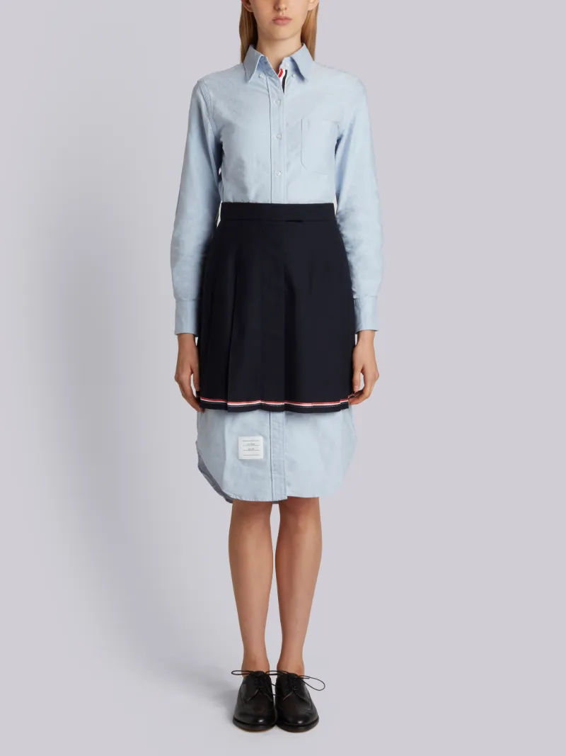 Mini Pleated Skirt With French Fly In Navy 2 Ply Fresco