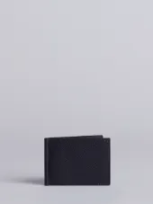 Money Clip Wallet In Black Pebble Grain