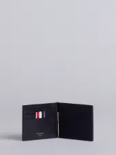 Money Clip Wallet In Black Pebble Grain