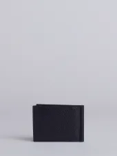 Money Clip Wallet In Black Pebble Grain