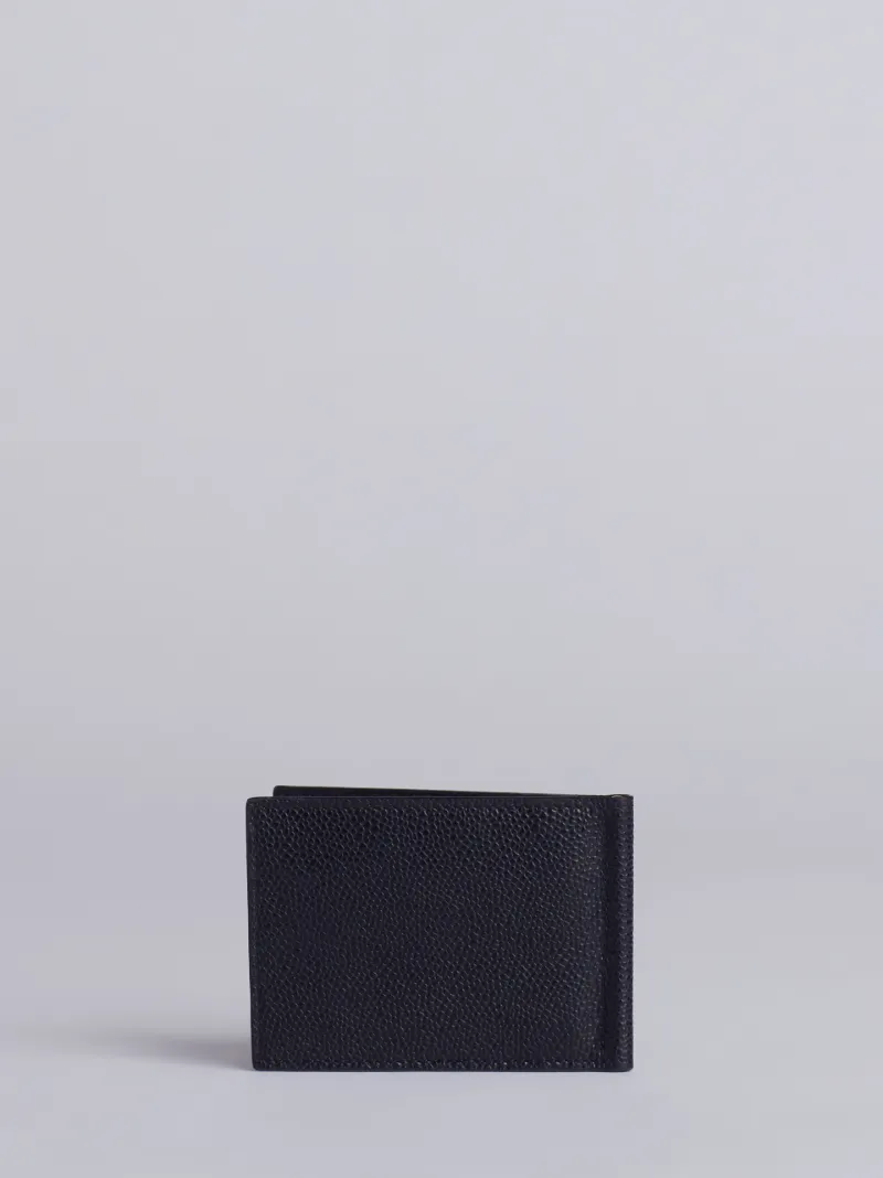 Money Clip Wallet In Black Pebble Grain | Thom Browne