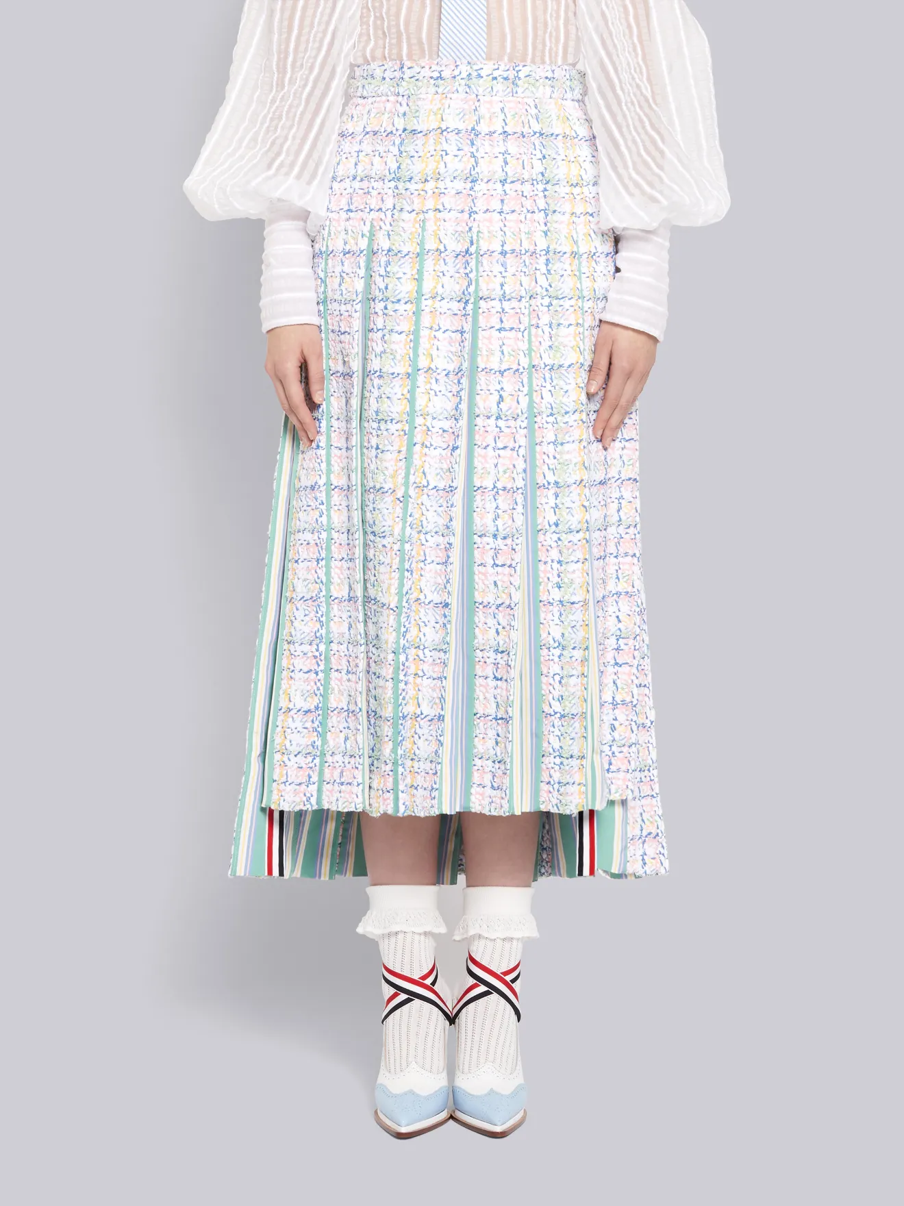 pleated tweed skirt