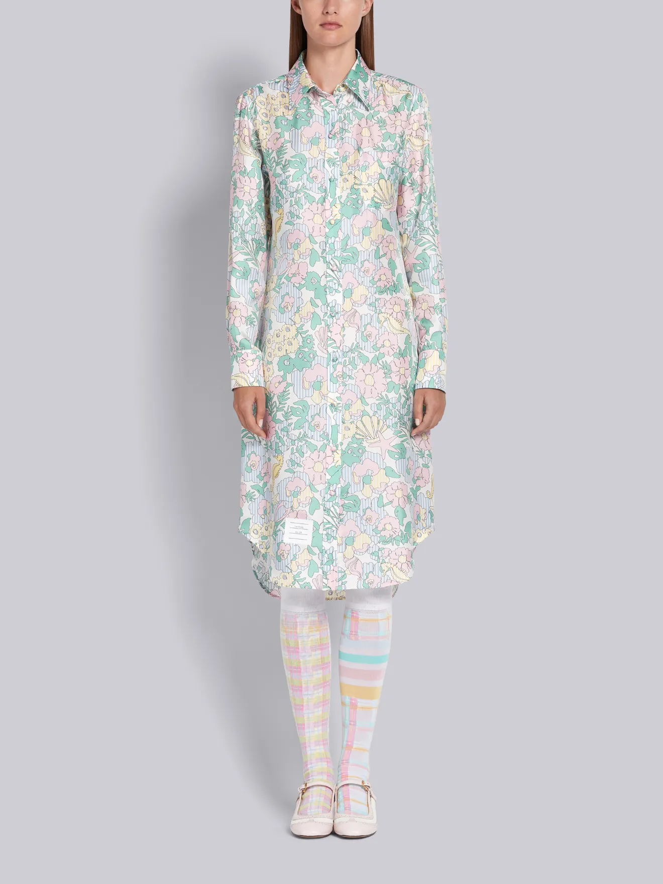 silk print shirt dress