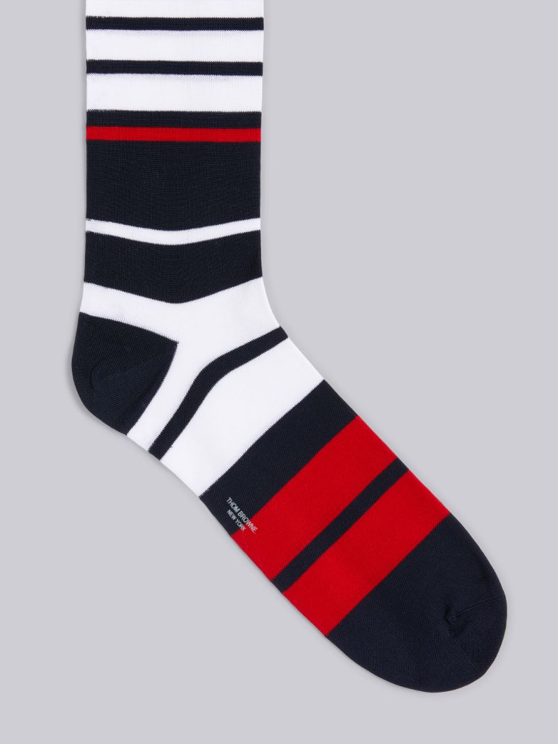Multicolor Cotton Fun-mix Variegated Stripe Mid-calf 4-Bar Socks