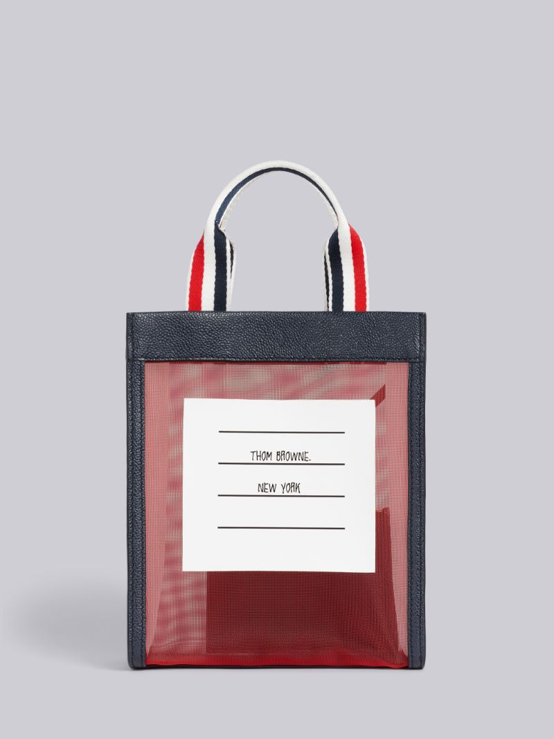 Multicolor Fun-Mix Mesh Paper Handle Stripe Handle Small Tote