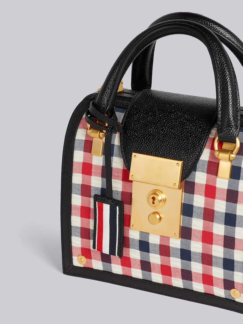 Multicolor Gingham Wool Seersucker Contrast Leather Frame Mrs. Thom Mini Bag