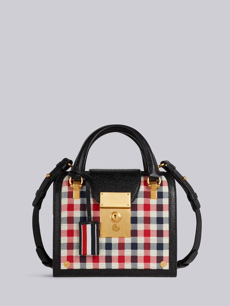 Multicolor Gingham Wool Seersucker Contrast Leather Frame Mrs. Thom Mini Bag