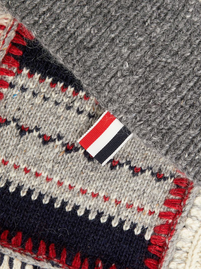 Multicolor Mohair Tweed Holiday Patchwork Crochet Hand Embroidered Blanket Thom Browne Official