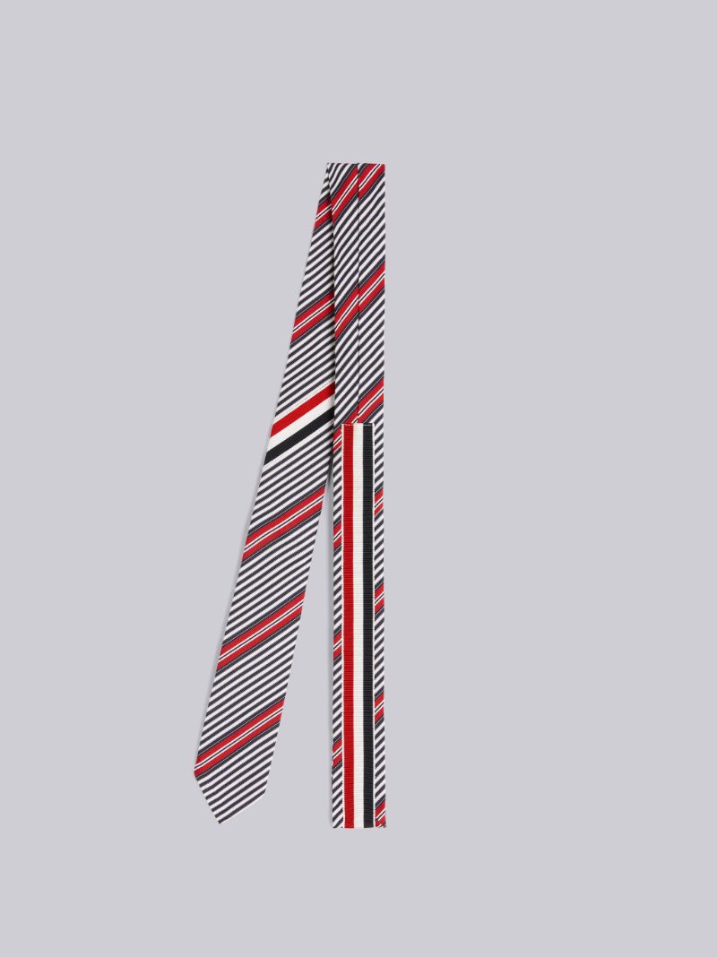 Multicolor Silk and Cotton Jacquard Outlined Stripe Classic Tie