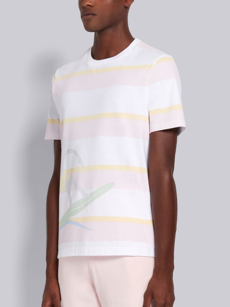 Multicolor Striped Cotton Jersey Striped Surfer Icon Short Sleeve Tee