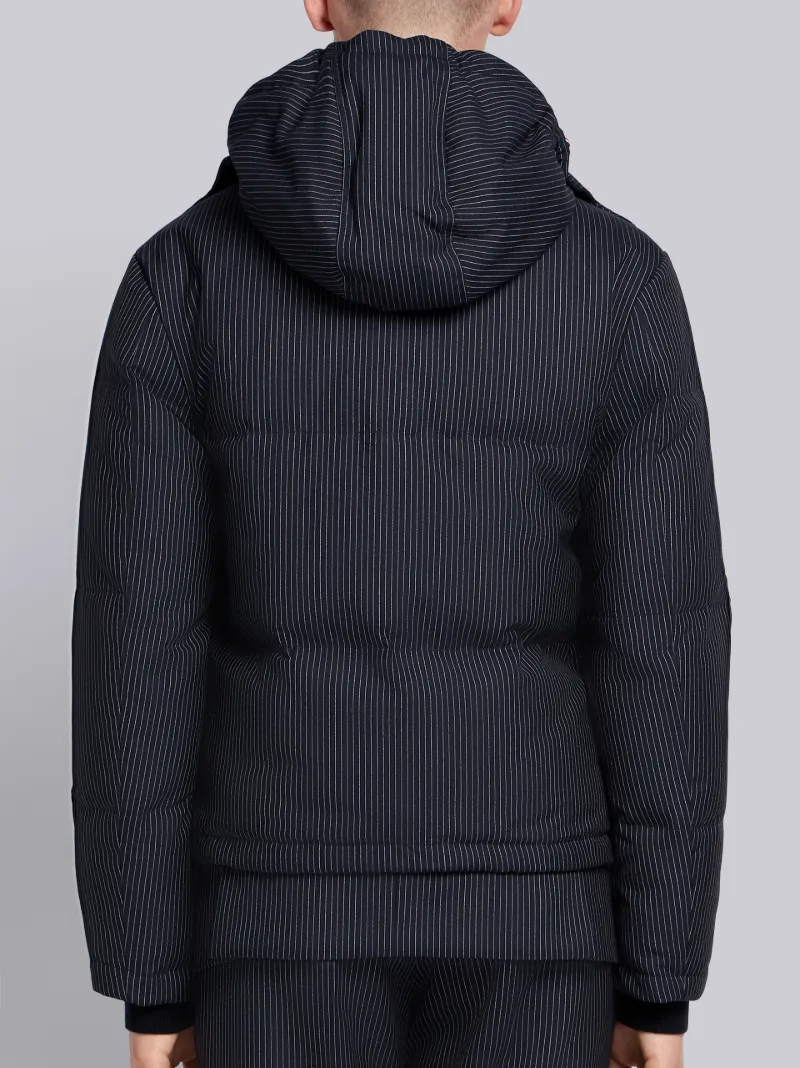 Narrow Pinstripe Down Bomber Jacket Thom Browne