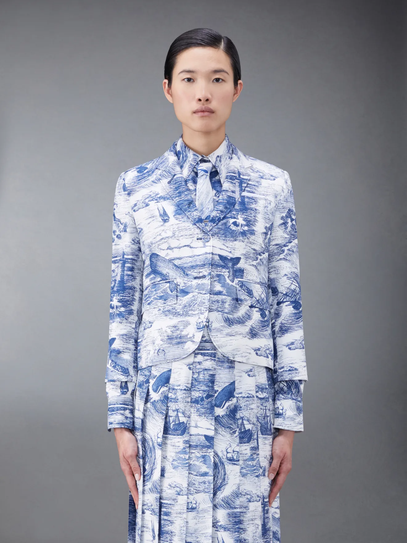 Nautical Silk Twill Toile High Armhole Sport Coat | Thom Browne