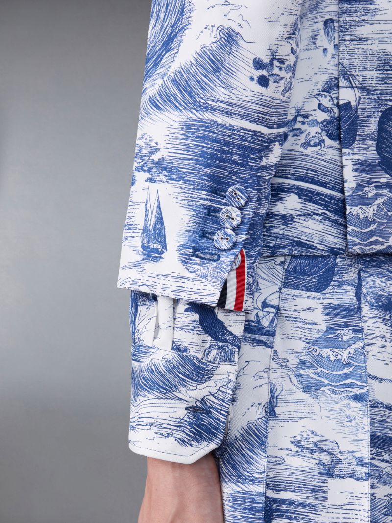 Nautical Silk Twill Toile High Armhole Sport Coat | Thom Browne