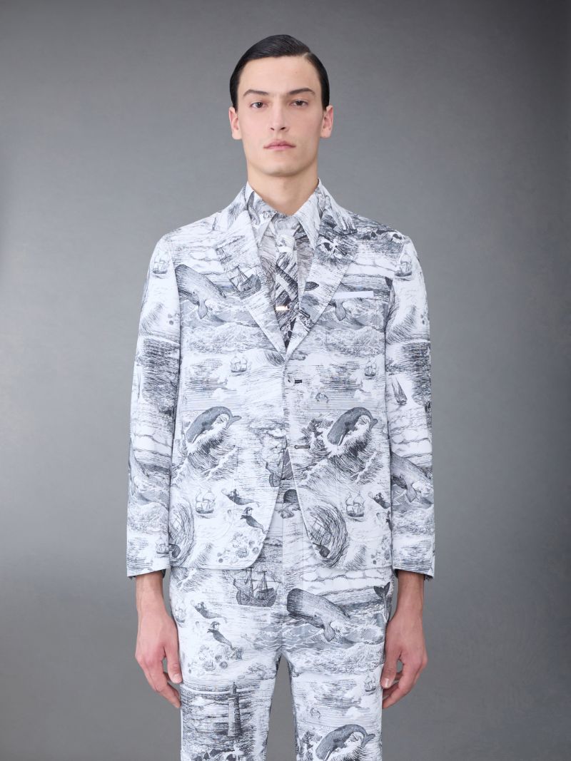 Nautical Toile Canvas Sack Sport Coat | Thom Browne