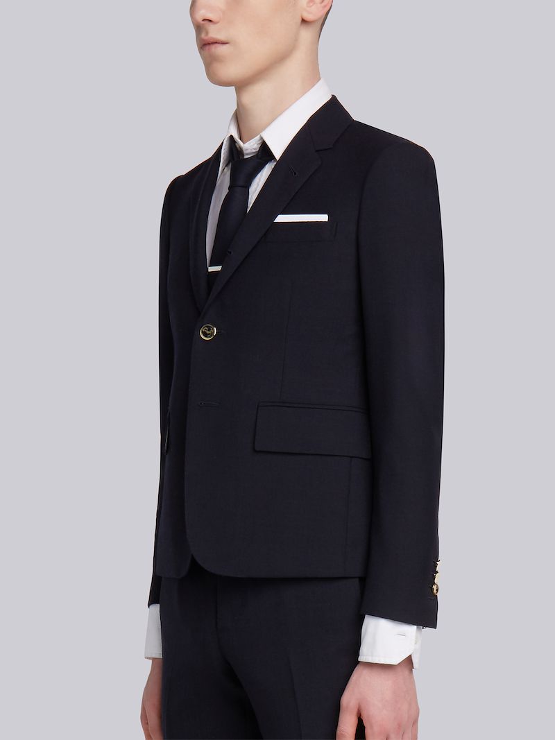 Navy 2-ply Wool Fresco Single Breasted High Armhole Sport Coat