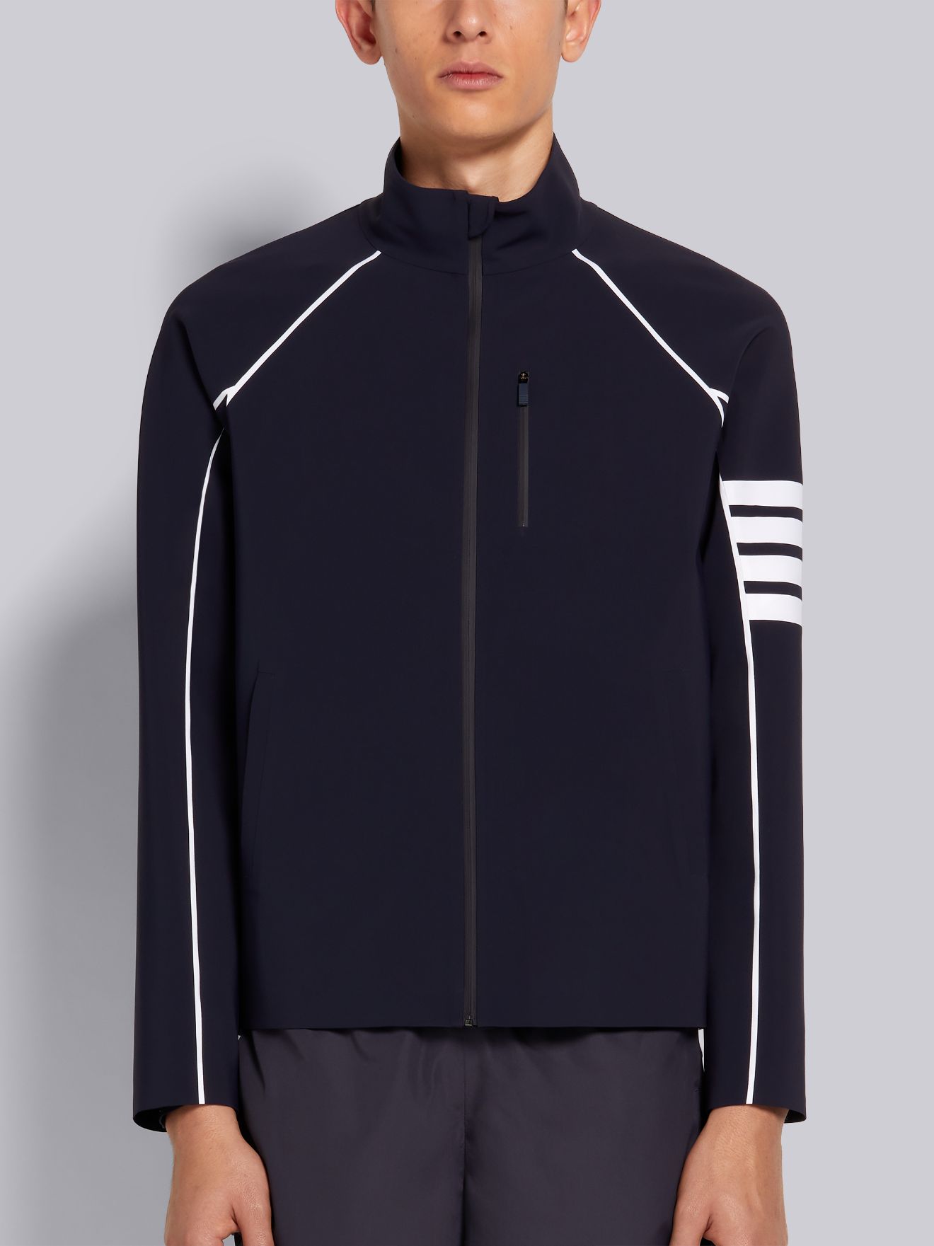 Navy 4-Bar Compression Zip-Up Jacket