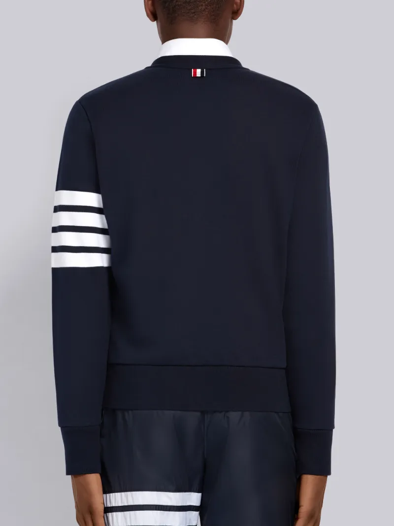 Navy 4-Bar Loopback Jersey V-Neck Cardigan