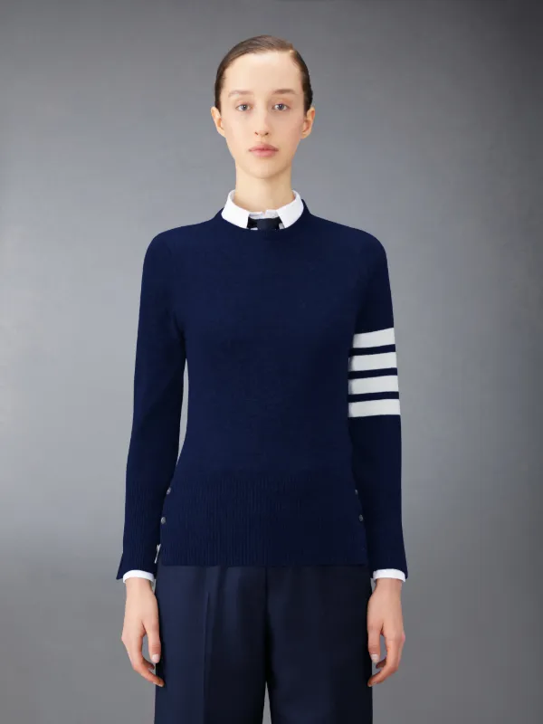 Navy Cashmere 4-Bar Classic Crew Neck Pullover