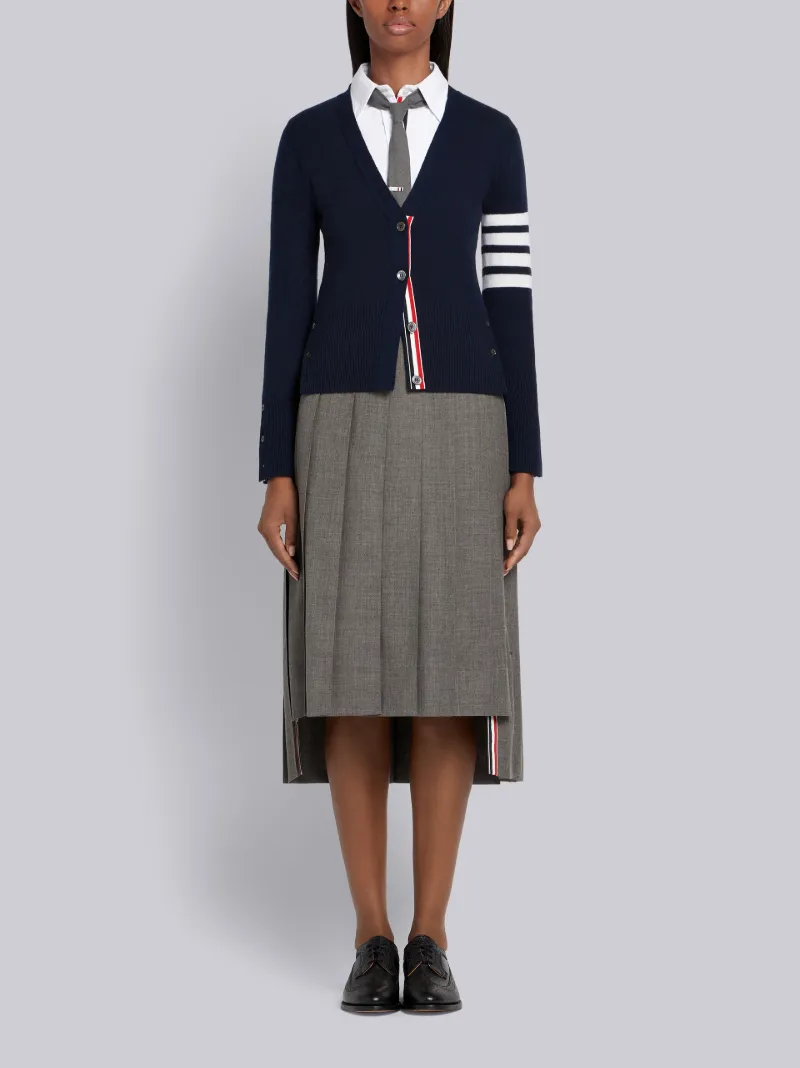 Navy Cashmere 4-Bar V-Neck Cardigan