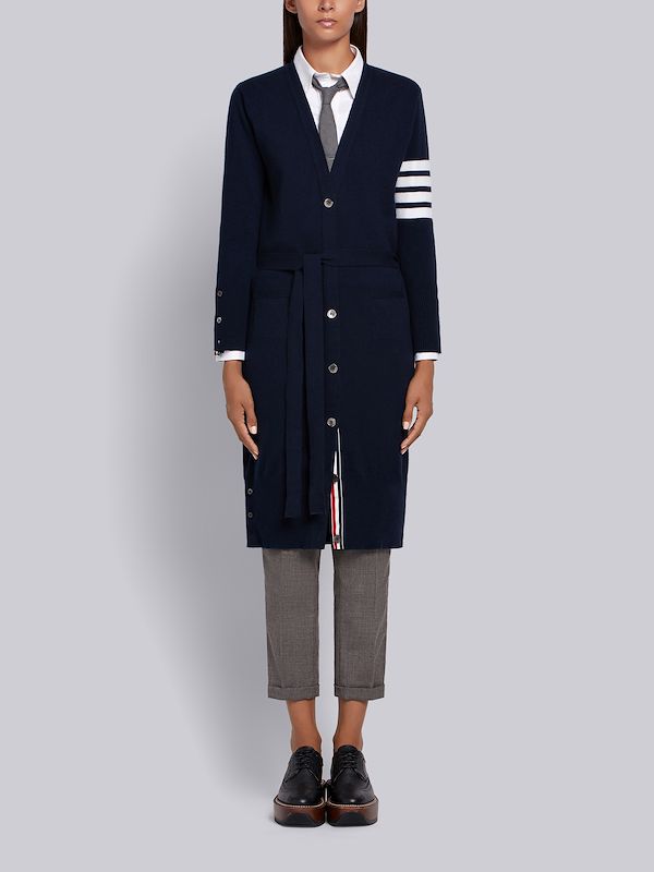 Navy Cashmere 4-bar V-neck Cardigan
