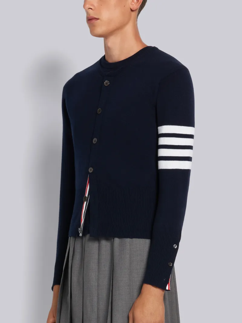 navy crew neck cardigan