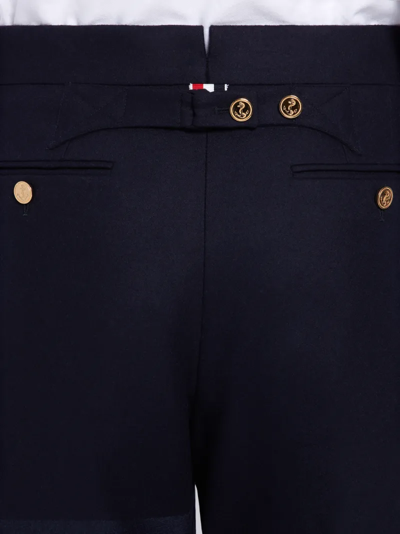 Navy Cashmere Wool Flannel Classic Tonal 4-Bar Trouser