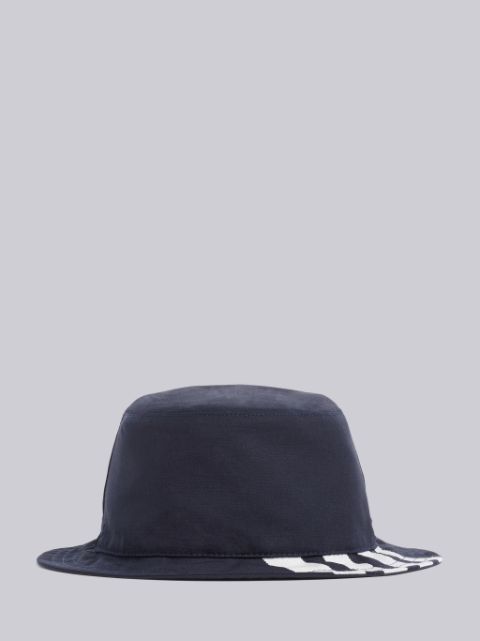 Navy Cotton Reversible Bucket Hat | Thom Browne Official