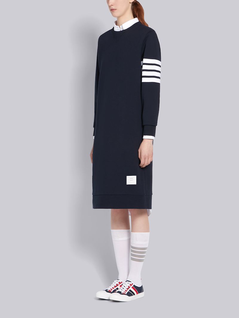 Navy Classic Loop Back 4-Bar Sweater Dress