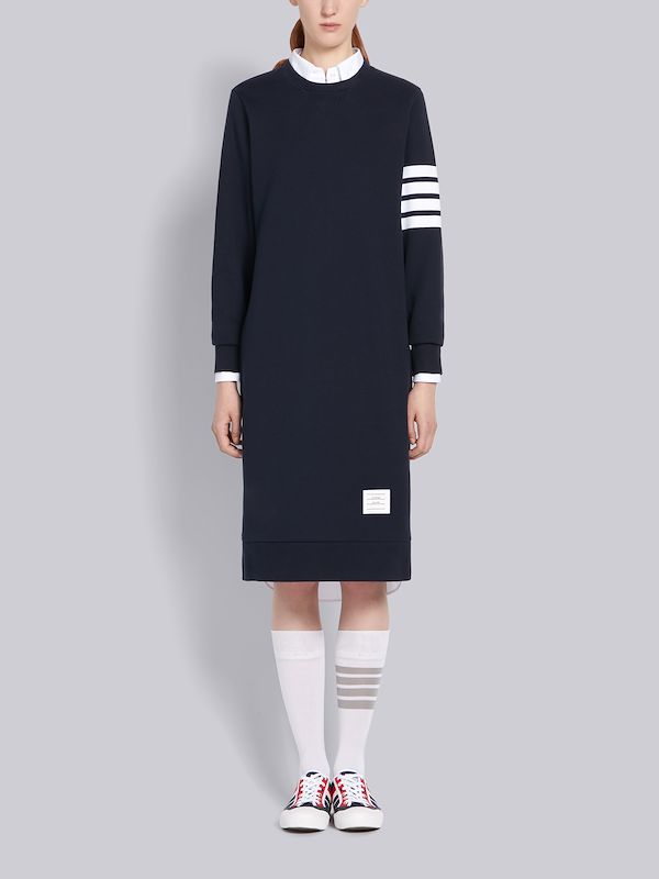 Navy Classic Loop Back 4-Bar Sweater Dress