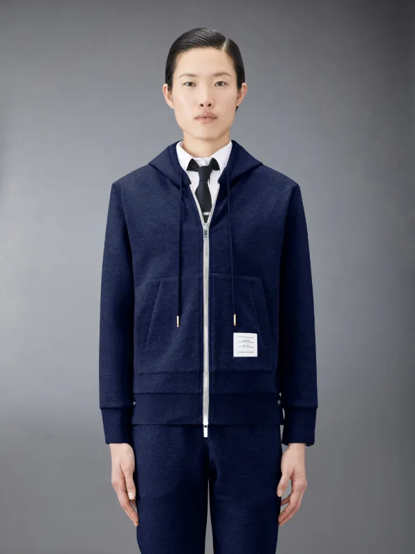 Navy Classic Loopback Cotton Center Back Stripe Zip-up Hoodie