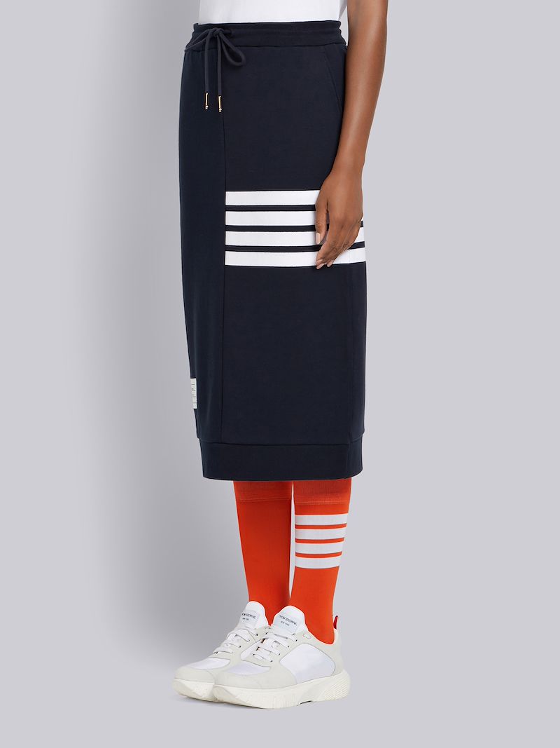 Navy Classic Loopback Cotton Engineered 4-bar Drawstring Sack Skirt