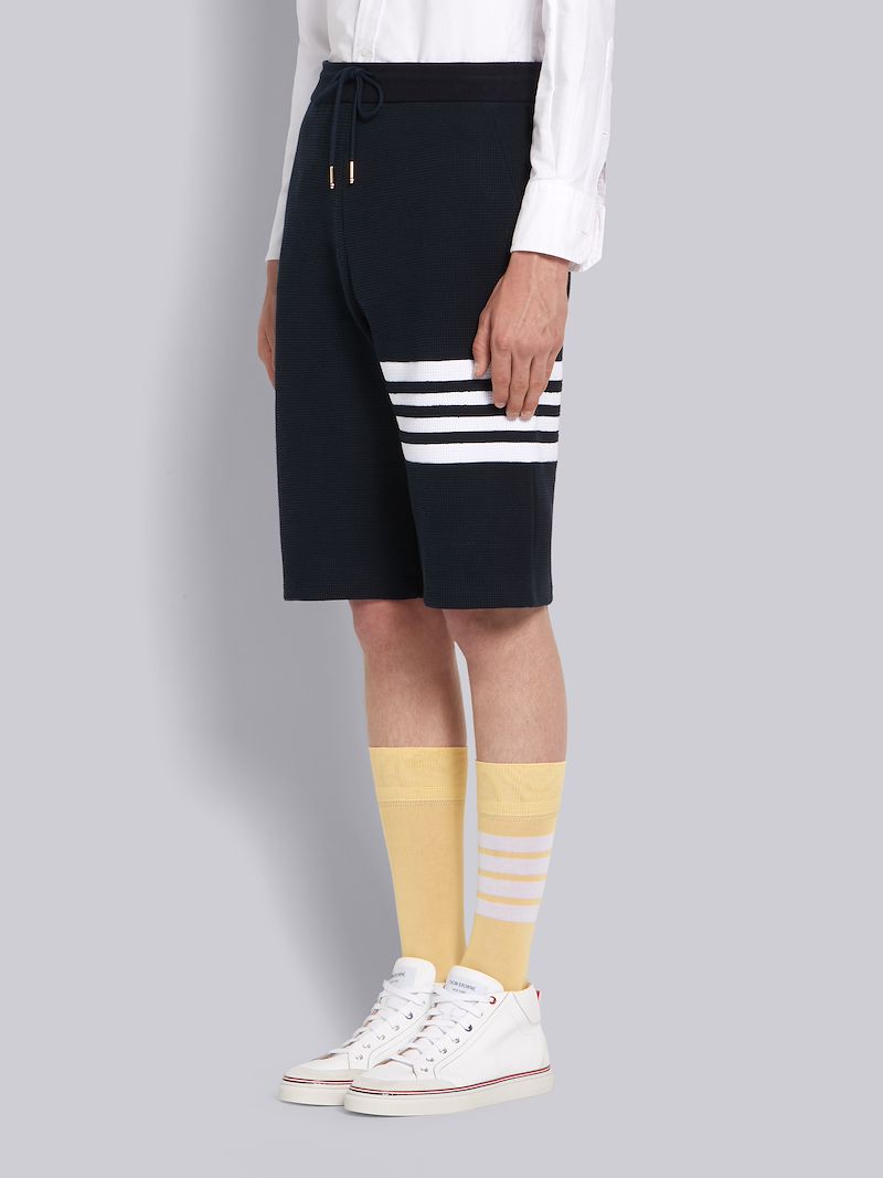 Navy Compact Waffle 4-Bar Sweatshorts