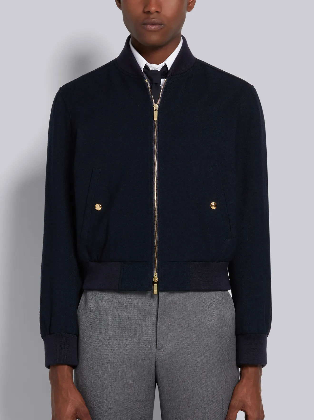 navy blouson jacket